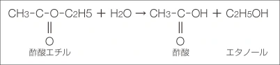 CH3-C-O-C2H5＋H2O→CH3-C-OH＋C2H5OH