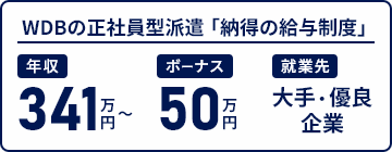 WDB正社員型派遣「納得の給与制度」詳細ページへ